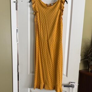 Old Navy Yellow Polka Dot Midi Dress